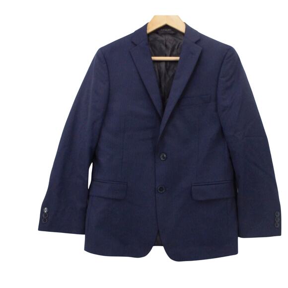 Hart Schaffner Marx Wool Blazer Jacket Kid Boy Navy Blue striped Lined Size 14 - Picture 1 of 7